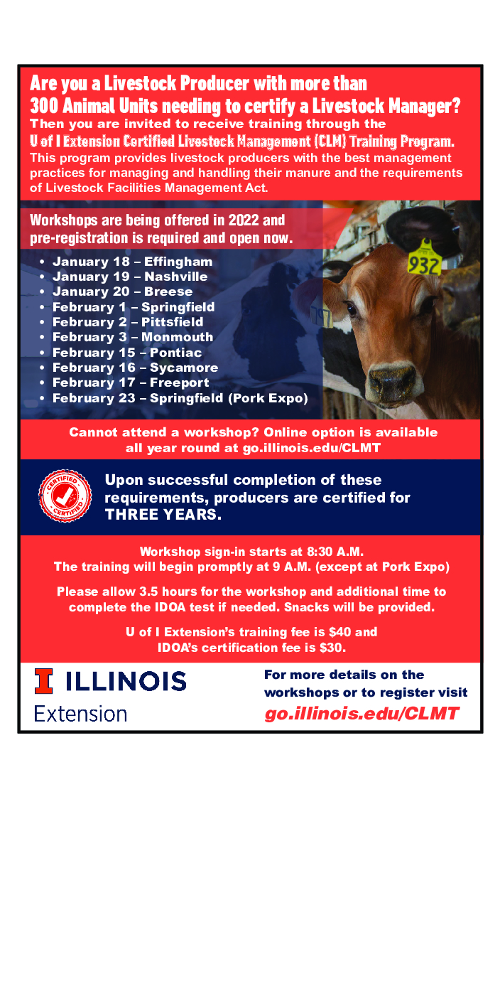 Program Offerings for Certified livestock Manager Training